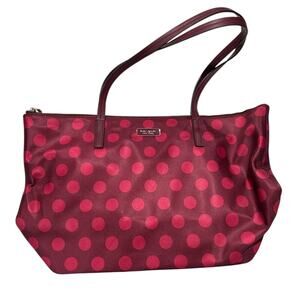 Kate Spade Hayden Top Zip Tote in Blackberry with Pink Polka Dots